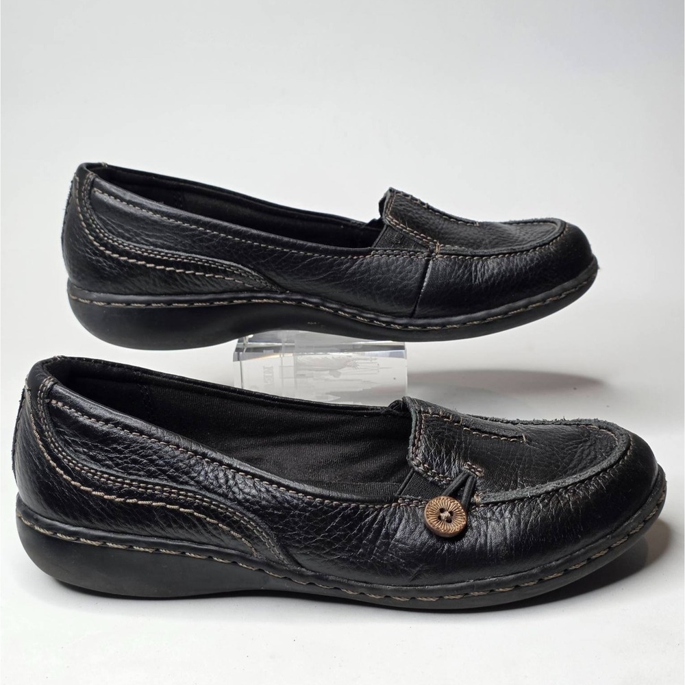 Clarks Ashland Loafers Women's Size 6 M Black Leather Slip On Moccasins Shoes